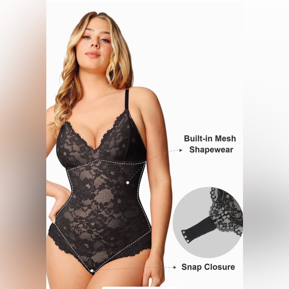 Popilush Shapewear Firm Control Smoothing Full Lace Thong Bodysuit